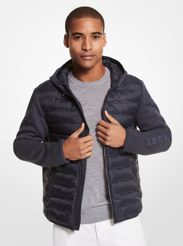 Panske Bundy Michael Kors Camouflage Quilted Nylon Hooded Vest Tmavo Indigo - Oblecenie Michael Kors Akcia | TPFDO-0395